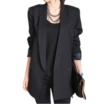 Solid Black Long Blazer