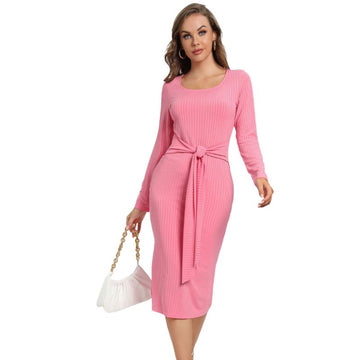 Women’s Long Sleeve Tie Midi Dress