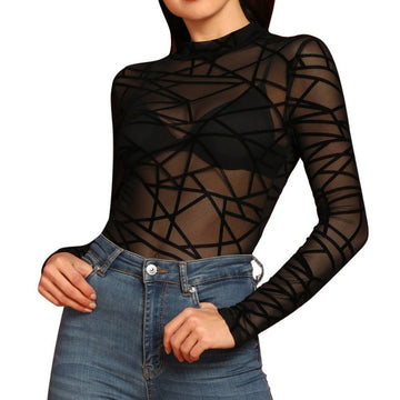 Women’s Mesh Long Sleeve Blouse