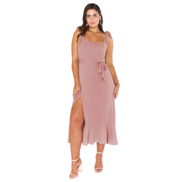 Women’s Square Neck Ruffle Midi Dress